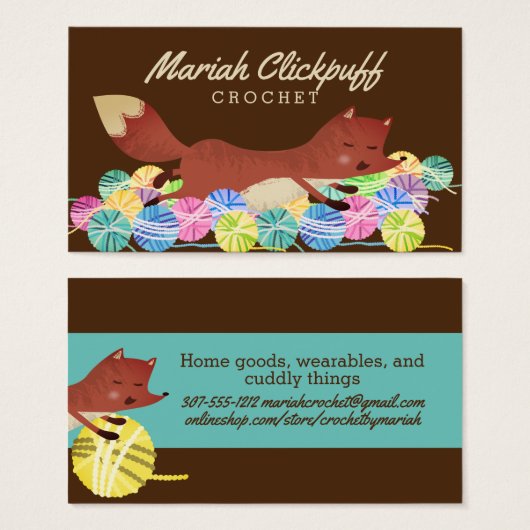 かわいいキツネの糸編み物クロチェットホームズパン (正面&裏面)