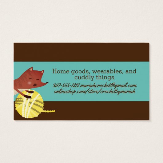 かわいいキツネの糸編み物クロチェットホームズパン (裏面)