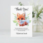 かわいいキツネの絵の森の動物の森の友達 サンキューカード (スタンド正面)