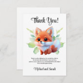 かわいいキツネの絵の森の動物の森の友達 サンキューカード (正面/裏面)