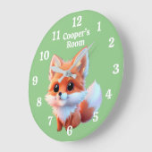かわいいキツネの絵の森の動物の森の友達 ラージ壁時計 (傾斜)