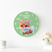 かわいいキツネの絵の森の動物の森の友達 ラージ壁時計 (ホーム)