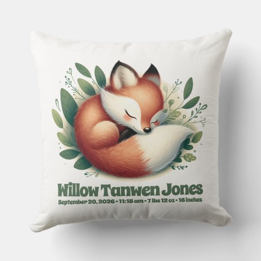 かわいいキツネの葉っぱのベッドでお昼寝 ナタル クッション (裏面)