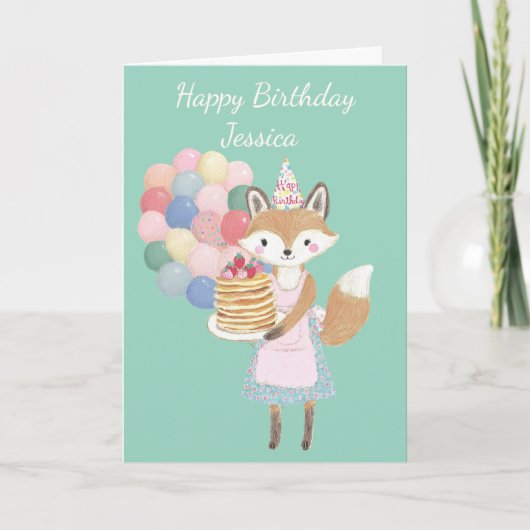 かわいいキツネの誕生日カード カード (正面)