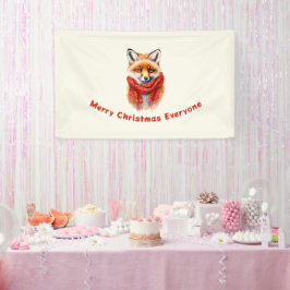 かわいいキツネの赤いマフラー 秋のイメージ クリスマス 横断幕