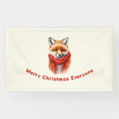 かわいいキツネの赤いマフラー　秋のイメージ　クリスマス 横断幕 (横)