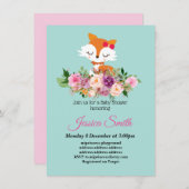 かわいいキツネの赤ちゃんシャワー 招待状 (正面/裏面)