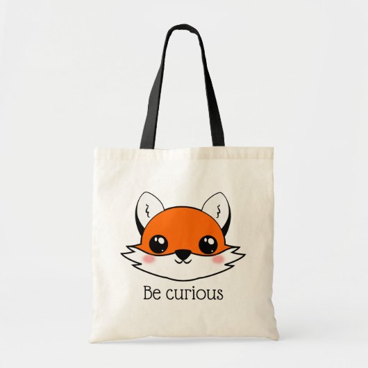 かわいいキツネの顔が好奇心旺盛 トートバッグ (正面)