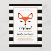 かわいいキツネの顔のバーチャルベビーシャワー招待状 ポストカード (正面)