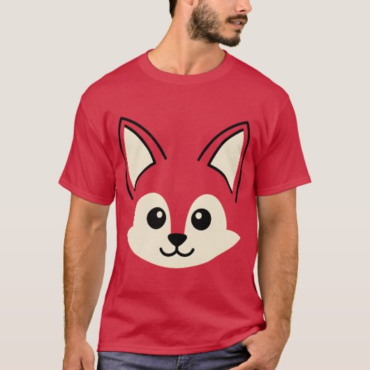 かわいいキツネの顔 ハロウィン コスチューム 面白い 誕生日 Tシャツ (正面)