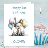 かわいいキツネの1歳の誕生日 カード