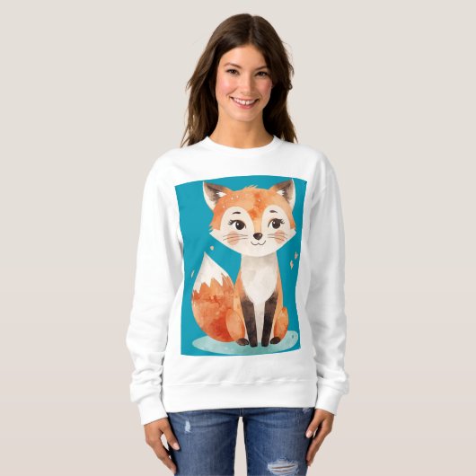 かわいいキツネのTシャツ スウェットシャツ (正面フル)