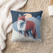 かわいいキツネインザウィンタースノーイラストレーション クッション (ブランケット)