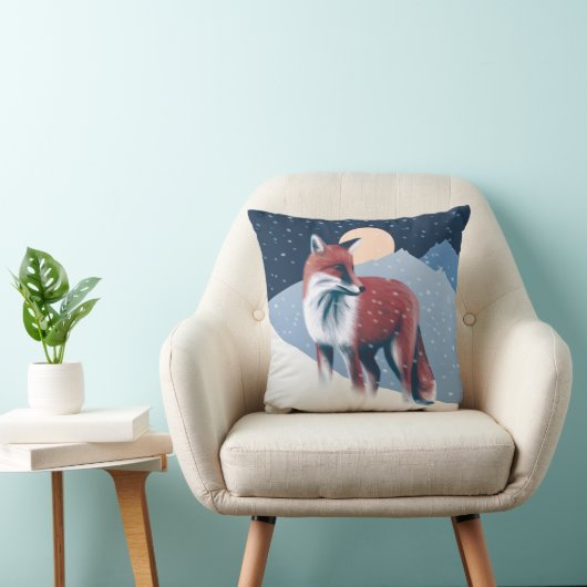 かわいいキツネインザウィンタースノーイラストレーション クッション (椅子)