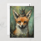 かわいいキツネインザクラウン ポストカード (正面/裏面)