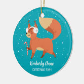 かわいいキツネウッドランドクリスマススノーウィーウィンターホリデー セラミックオーナメント (左)