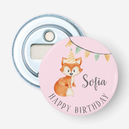 かわいいキツネウッドランドパーティーハットハッピーバースデーピンク 栓抜き