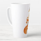 かわいいキツネウッドランドパーティーハットピンク カフェラテマグ (左アングル)