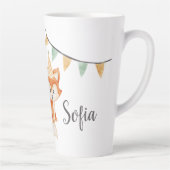 かわいいキツネウッドランドパーティーハットピンク カフェラテマグ (右)