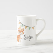 かわいいキツネウッドランドパーティーハットピンク ボーンチャイナマグカップ (右)