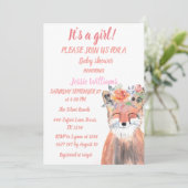 かわいいキツネウッドランド動物ピンク素朴ベビーガールI 招待状 (スタンド正面)