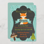 かわいいキツネウッドランド誕生パーティーの招待3 招待状 (正面/裏面)