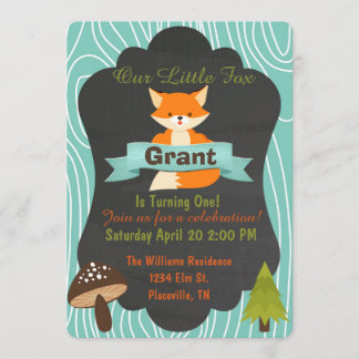 かわいいキツネウッドランド誕生パーティーの招待3 招待状