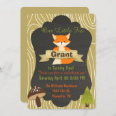 かわいいキツネウッドランド誕生日パーティーの招待状4 招待状 (正面/裏面)