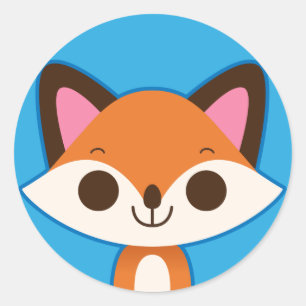 かわいいキツネオンブルー ラウンドシール