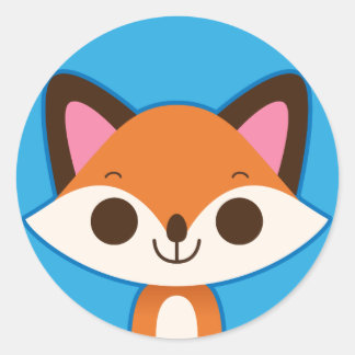 かわいいキツネオンブルー ラウンドシール
