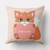 かわいいキツネオンライトコーラルピンク装飾用クッション クッション (正面)