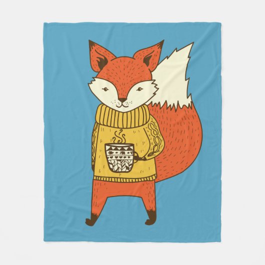 かわいいキツネカスタムのカラーフリースブランケット フリースブランケット (正面)