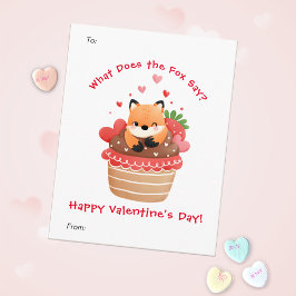 かわいいキツネカスタムインカップケーキキッズバレンタインデー シーズンカード