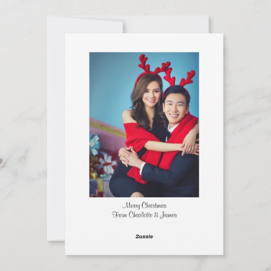 かわいいキツネカップル幸せな休日クリスマスフォト シーズンカード (裏面)