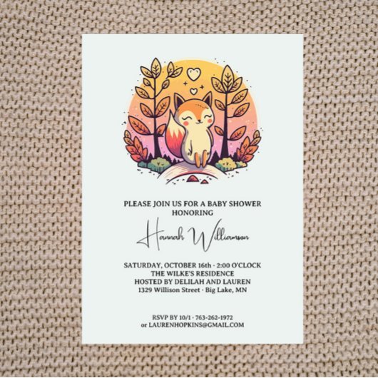 かわいいキツネカラフルベビーシャワー招待状 招待状
