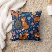 かわいいキツネカラフル&花柄 クッション (ブランケット)