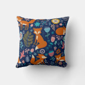 かわいいキツネカラフル&花柄 クッション (裏面)