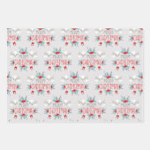 かわいいキツネキッズクリスマスラッピング紙シート ラッピングペーパーシート (正面)