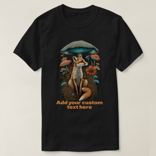 かわいいキツネキノコ野草、キツネ、キノコ愛好家 Tシャツ (デザイン正面)
