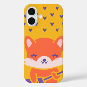 かわいいキツネギタリストかわいいロックスター動物 iPhone 16ケース