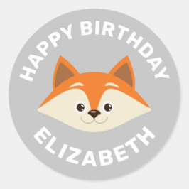 かわいいキツネクラシックラウンドステッカー ラウンドシール