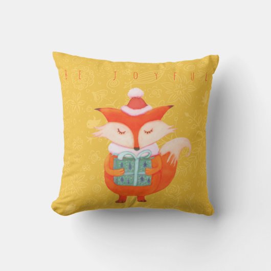 かわいいキツネクリスマススロー枕 クッション (正面)