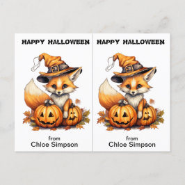 かわいいキツネクロウスクールパーティーハロウィンカード ポストカード
