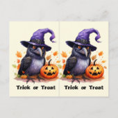 かわいいキツネクロウスクールパーティーハロウィンカード ポストカード (裏面)