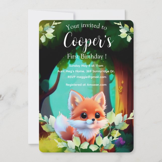 かわいいキツネスケッチ森林動物の森の友人 (正面)