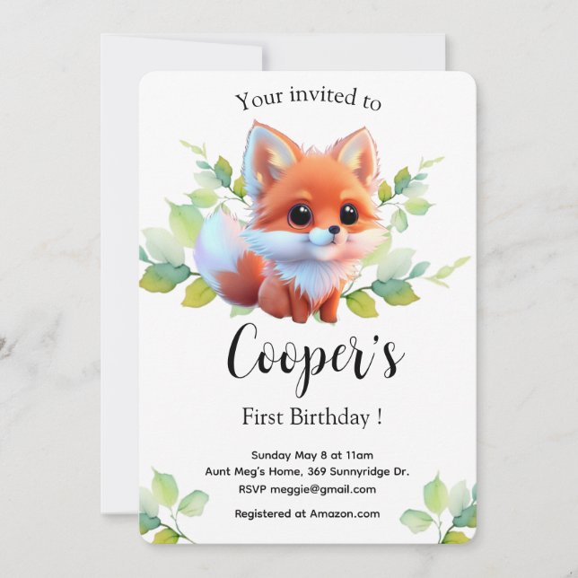 かわいいキツネスケッチ森林動物の森の友人 (正面)