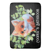 かわいいキツネスケッチ森林動物の森の友人 バスマット (正面縦)