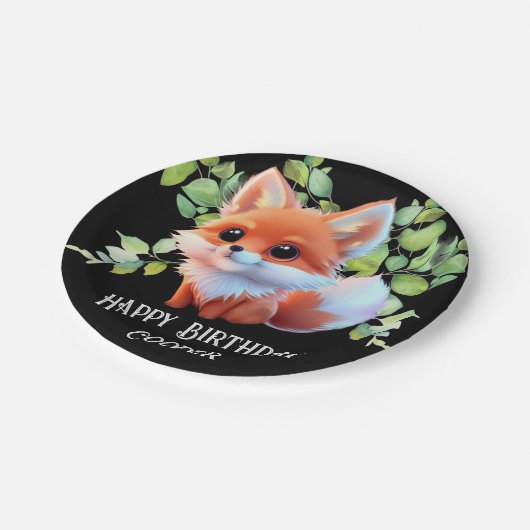 かわいいキツネスケッチ森林動物の森の友人 ペーパープレート (アングル)