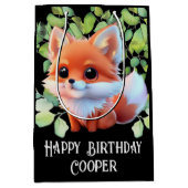 かわいいキツネスケッチ森林動物の森の友人 ミディアムペーパーバッグ (正面)