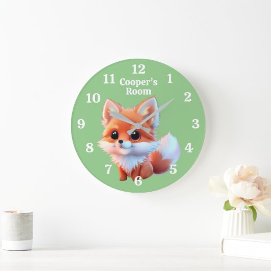 かわいいキツネスケッチ森林動物の森の友人 ラージ壁時計 (ホーム)